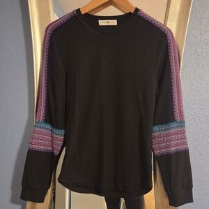 Black longsleeve waffle knit top